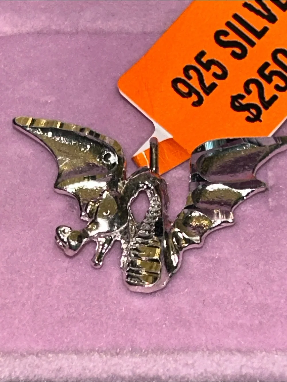 Solid 925 Sterling Silver Dragon 🐉 Pendant with Small Size Bale NWT